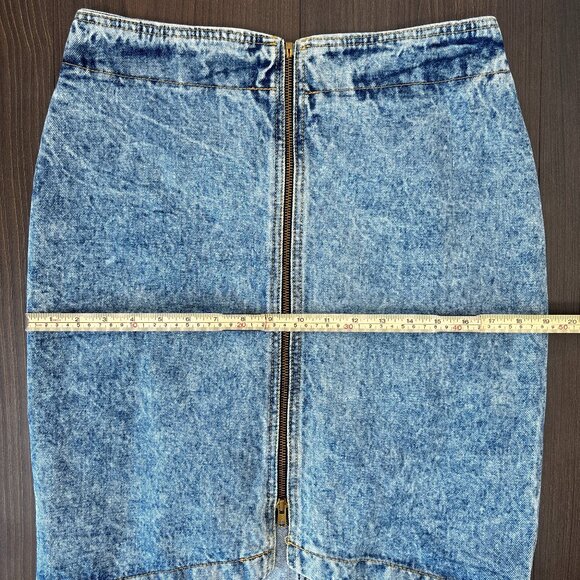 VTG Stonewashed Denim Skirt Juniors Size 13 100% Cotton Front Zip Y2K Streetwear - Picture 9 of 11